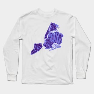 Purple New York City Borough Map Long Sleeve T-Shirt